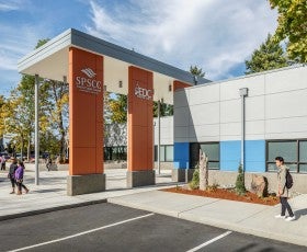 Exterior of a building at South Puget Sound College in Lacey